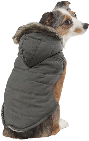 [FP70326 XS] *FASHION PET Velvety Puffer Coat Gray XS