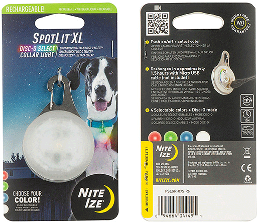 [NZ04549] NITE IZE SpotLit Collar Light Rechargeable XL Disc-O Select