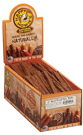 [HAP52143] HAPPY HOWIE'S Beef Woof Stix 6" Bulk 80ct