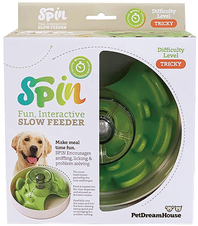 [PDH43072] *PetDreamHouse SPIN Slow Feeder Pet Bowl UFO Maze Green