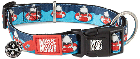 [MAX02336] *MAX&MOLLY Smart ID Dog Collar Frenzy The Shark XS 9-14"