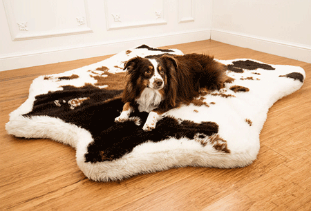 [PUP91075] *PAW PupRug Animal Print Memory Foam Dog Bed Brown Faux Cowhide Junior