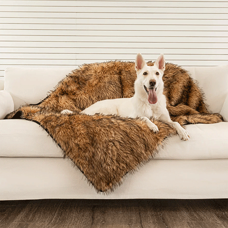 [PUP91286] PAW PupProtector Waterproof Throw Blanket Faux Fur Sable Tan Original