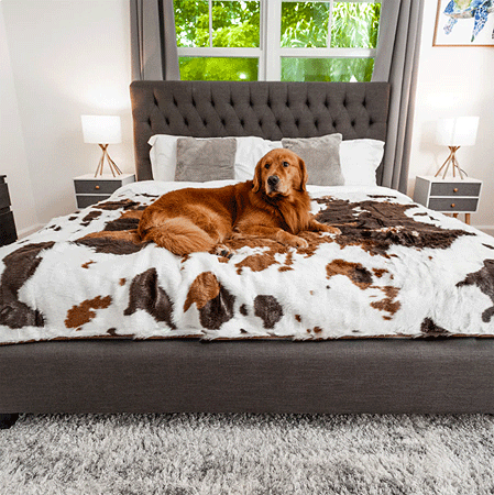 [PUP91183] PAW PupProtector Waterproof Throw Blanket Brown Faux Cowhide Large