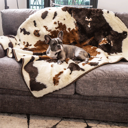 [PUP91072] *PAW PupProtector Waterproof Throw Blanket Brown Faux Cowhide Original