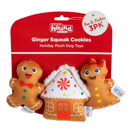 [OHH70442] *OUTWARD HOUND Holiday Ginger Squeak Cookies 3pk