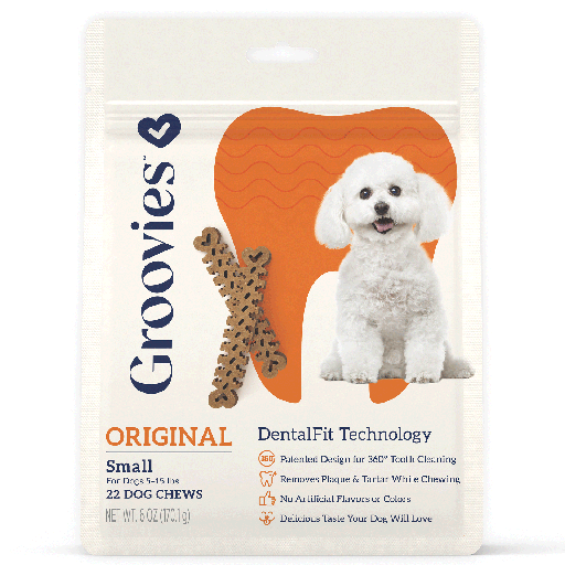 [GRV68120] GROOVIES Dog Dental Chews 6oz Small 22ct