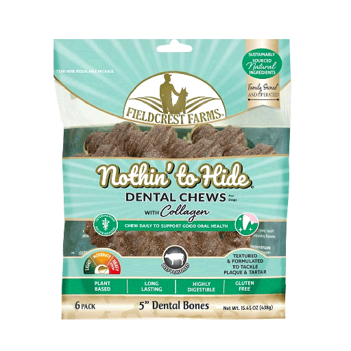 [FF63391] FIELDCREST FARMS Nothin' To Hide Dental Bones 5" 6pk