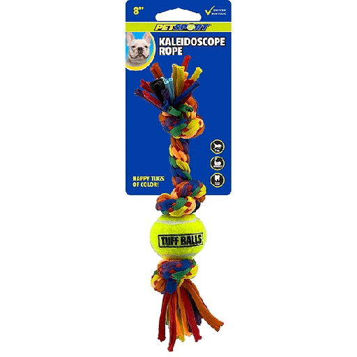 [PS80460] PETSPORT Kaleidoscope Rope 3-Knot w/1.5" Ball 8" Mini