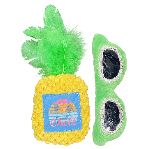 [MP56308] MULTIPET Margaritaville (Sunglasses/Pineapple) 2pk Cat Toy