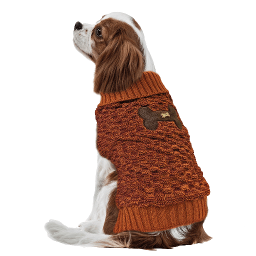 [FP60547 M] FASHION PET Bone Accent Sweater Orange M