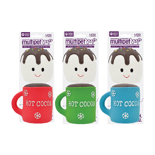 [MPH61490] MULTIPET Holiday Latex Hot Cocoa/Marshmallow 2pk