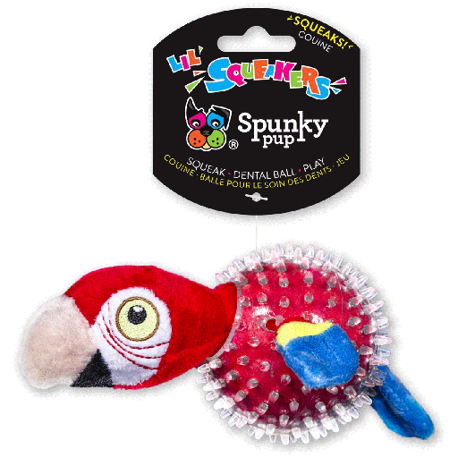 [SKP00320] SPUNKY PUP Lil' Squeakers Clear Spiky Parrot