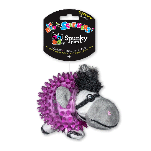 [SKP00671] SPUNKY PUP Lil' Bitty Squeakers Clear Spiky Zebra