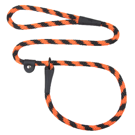 [MEN028 BK ORG] MENDOTA Slip Lead 1/2" x 6' Black & Orange