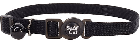 [CA7001 BLACK] COASTAL Safe Cat Adjustable Collar 3/8x8-12 Black