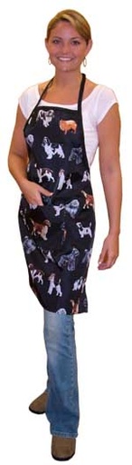 [SW105P BLACKBREED] STYLIST WEAR Bib Apron Nylon Black w/Dogs