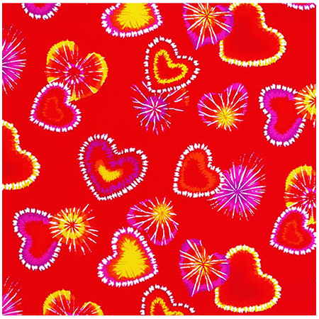 [BAN222] BANDANNA Retro Red Hearts