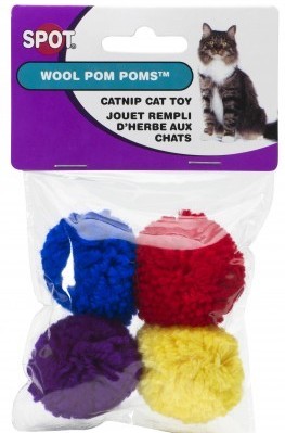 [E2811] ETHICAL/SPOT Wool Pom Poms w/Catnip 4 Pack